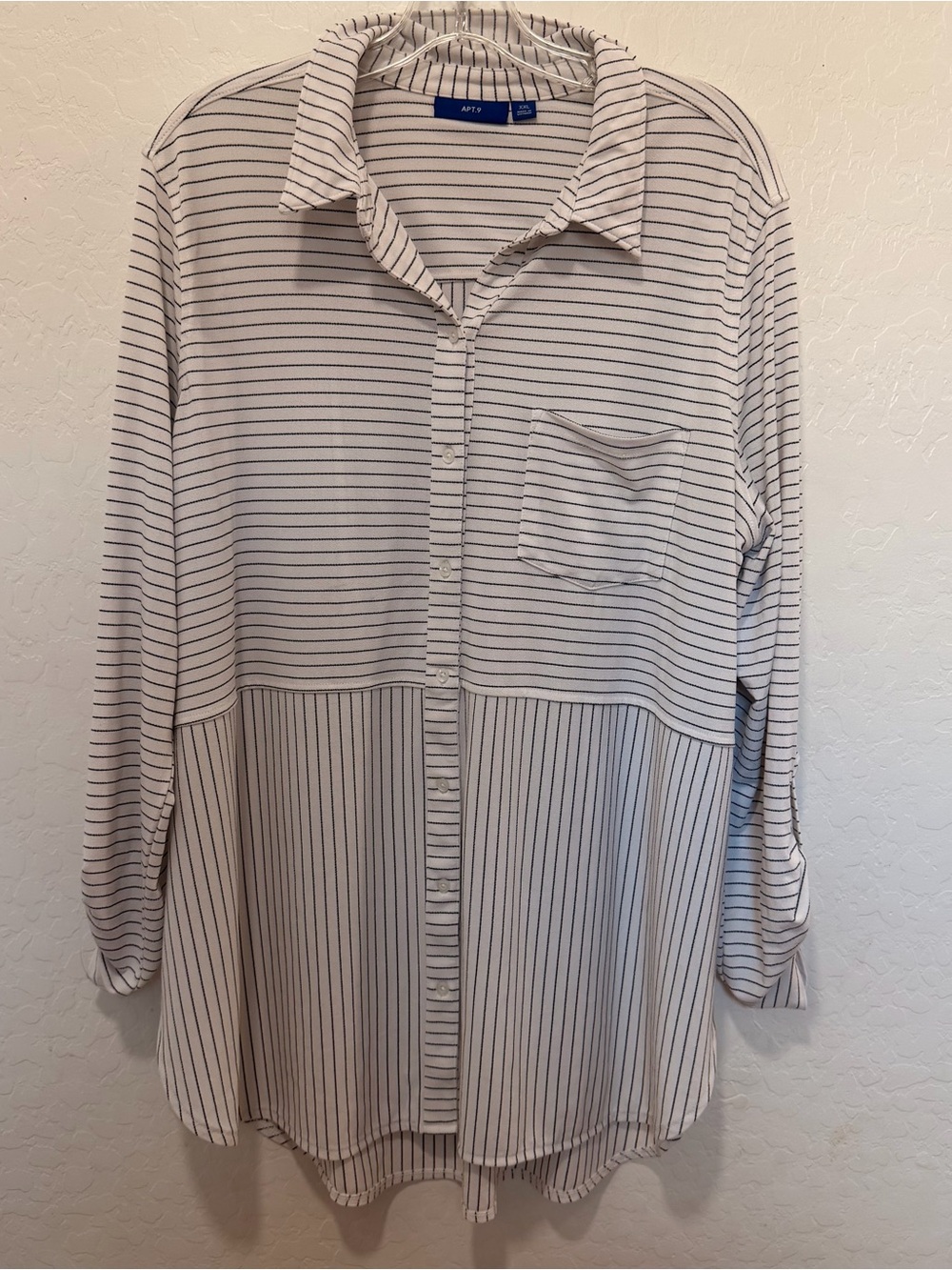 Women’s plus size XXL black white stripe career blouse collared timeless